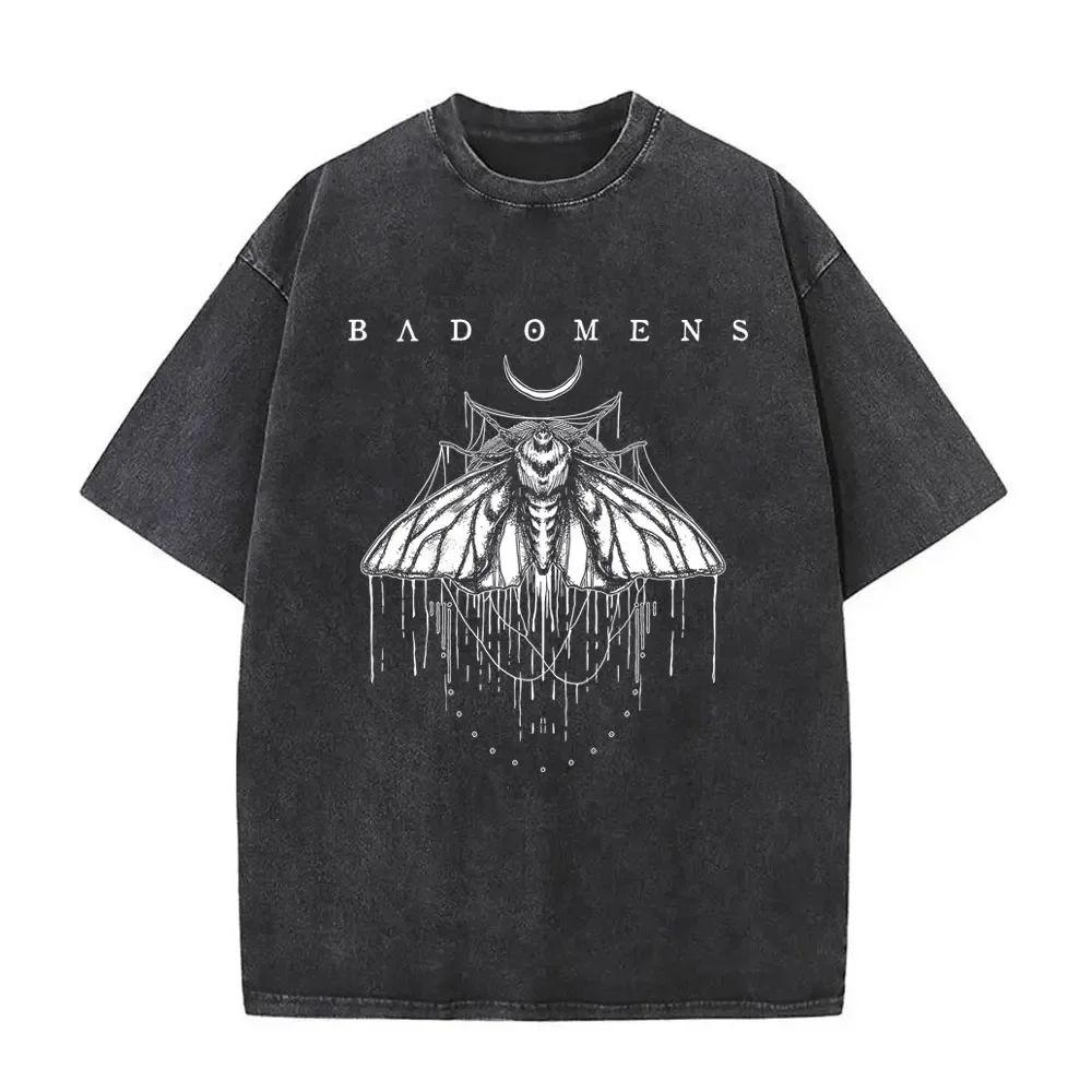 Mens Clothes Tee Shirt Homme Graphic T-Shirts Men Tshirt for Men Ropa Hombre Washed Vintage Bad Omens Print New in Top