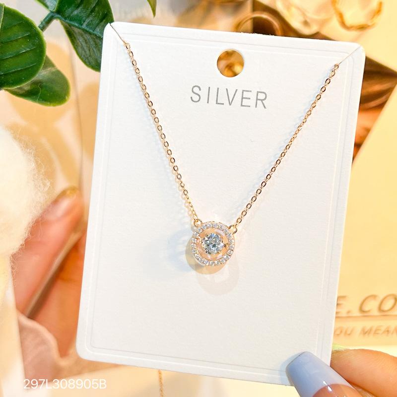 S925 sterling silver necklace female jumping heart pendant simple clavicle chain