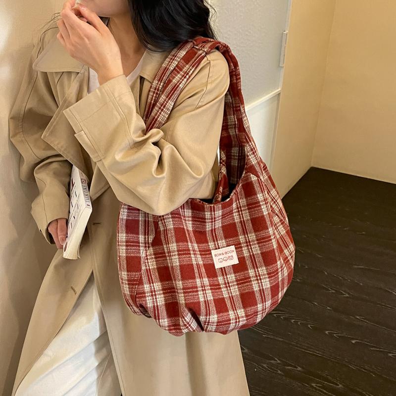 Womens Plaid Hobo Bag Casual Shoulder Handbag Large Tote Purse for Travel