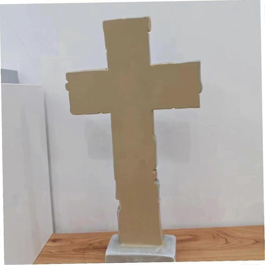 Wooden Cross Ornament - Religious Gift for Christians, Catholic Jesus Cross with Synthetic Resin Base - DD
