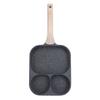 Egg Frying Pan 3 Section Stick Proof Flat Bottom Breakfast Cooking Pan with Heat Resistant Handle for Steak Omelette Black