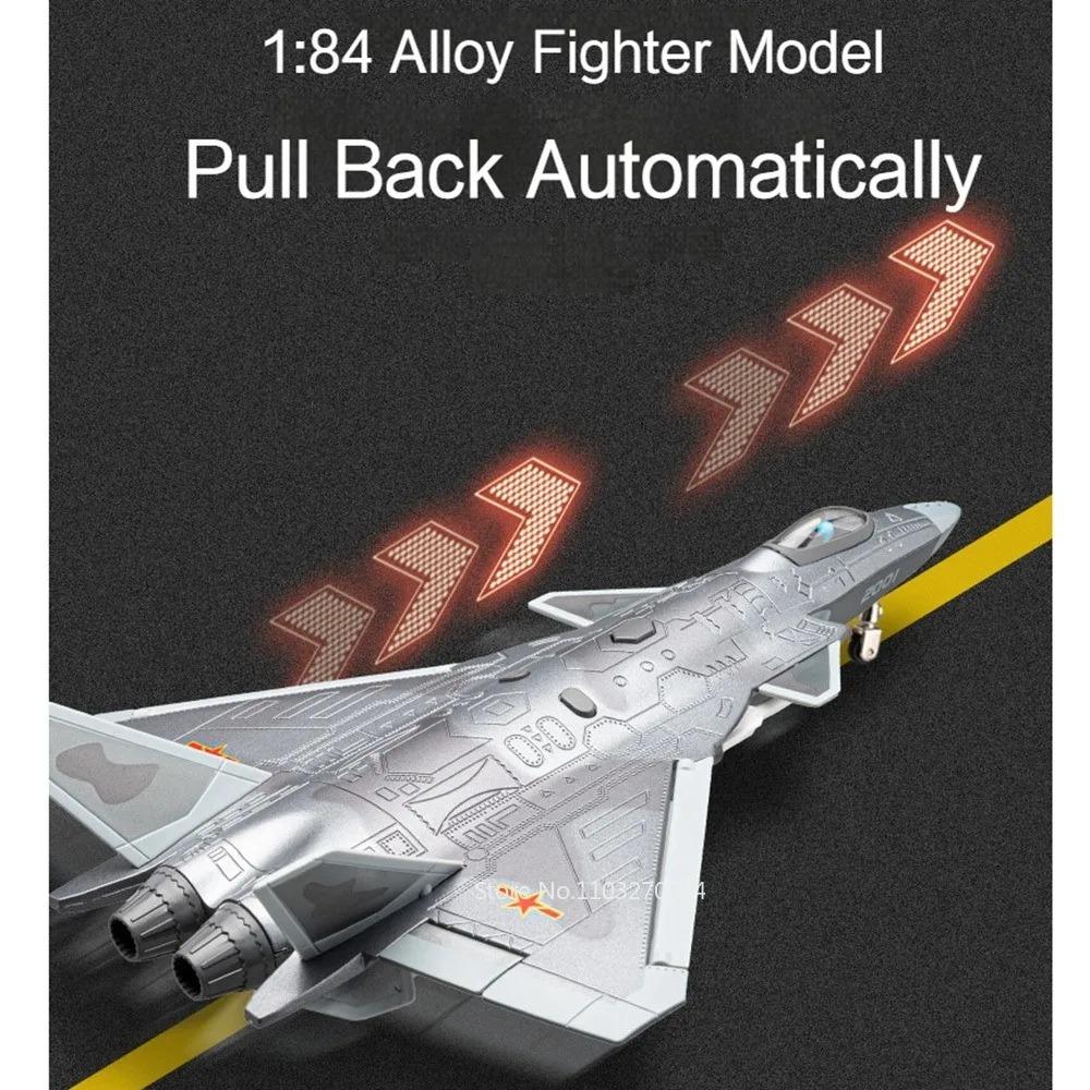 1:84 Scale J-20 Stealth Fighter Model Toy Sound Light One Click Ejection Missile Military Aircraft Models Kids Hobbies Gifts