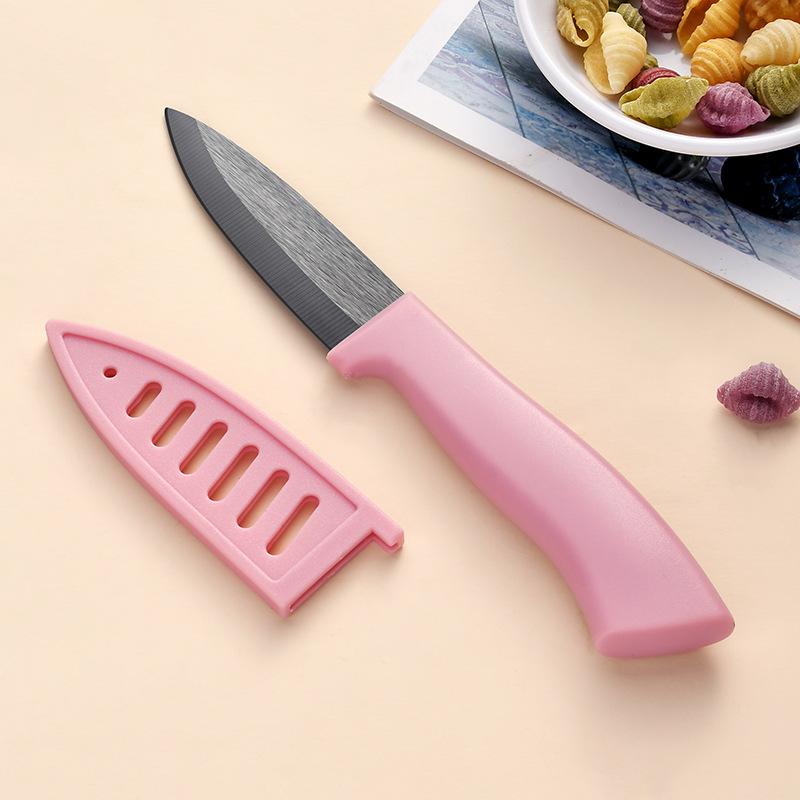 Ceramic Fruit Knife for Kitchen Black Blade Chef Knife with Sheath Utility Slicing Cooking Tool for Vegetable Rustproof Zirconig