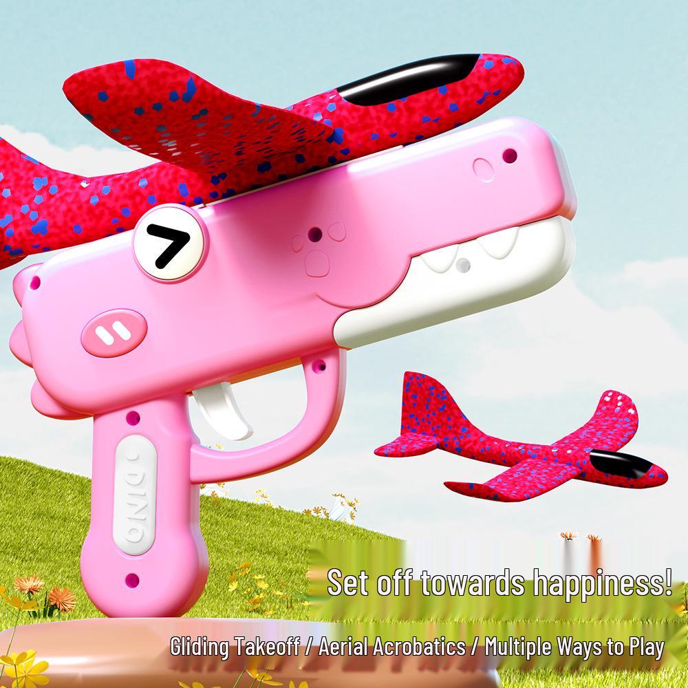 Cute Dinosaur Foam Airplane Gun - Outdoor Ejector Toy for Boys & Girls