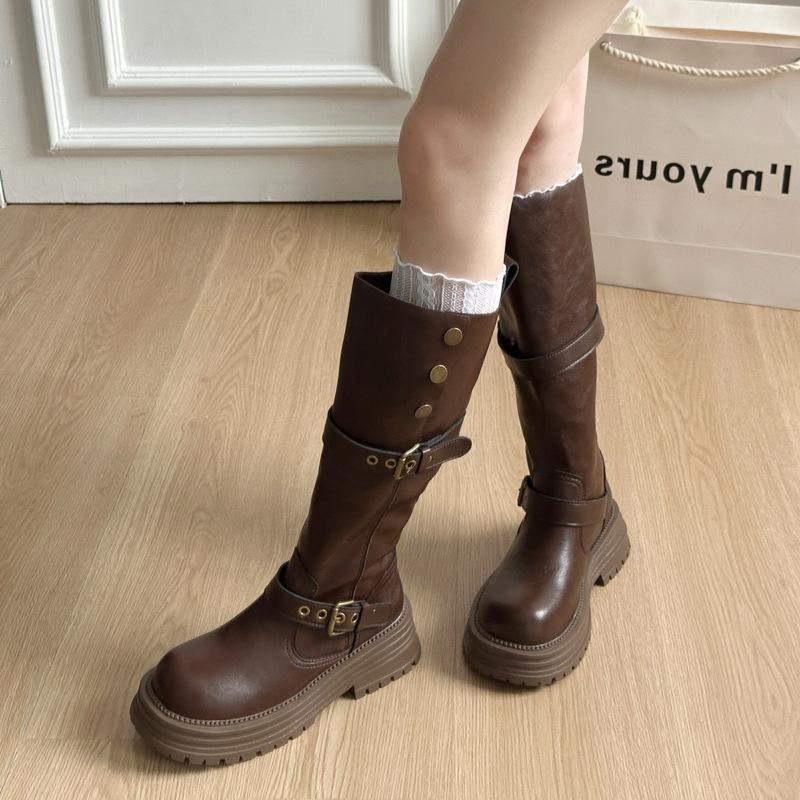 But Knee Boots Children's Models Small Man 2025 Autumn and Winter Thick-soled Medium Tube Martin Boots Tall Knight Thin Boots