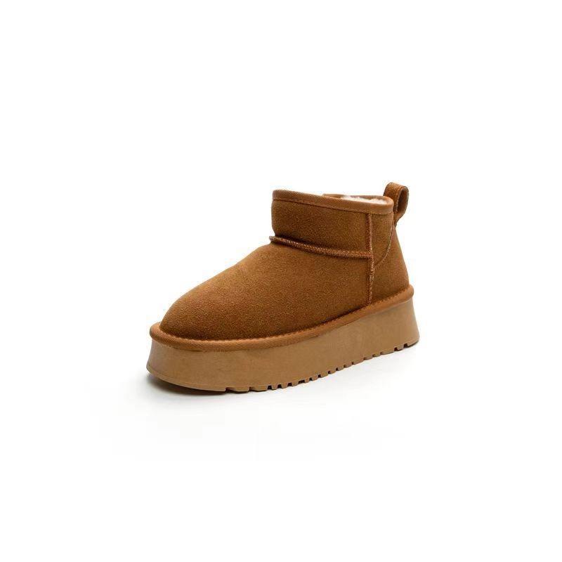 Sheepskin and fur integrated snow boots women's new rubber light foam non-slip lightweight versatile wool warm short boots