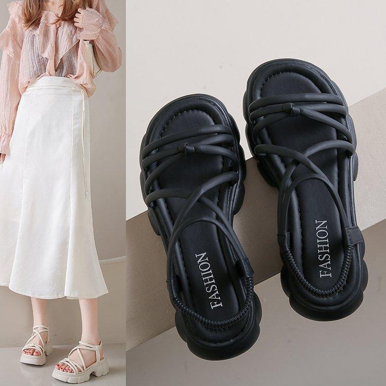 Sandals female summer new fairy style with skirt platform open-toed Roman sandals