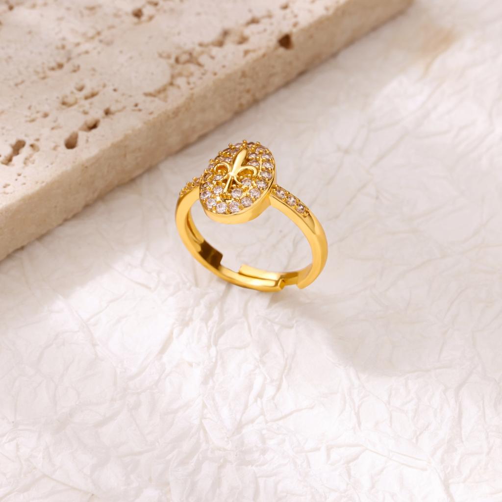 Luxuriöse vergoldete Edelstahl Geometrie Ringe für Damen Herren Offener verstellbarer Charm Fingerring Hochzeitsparty Mode Zirkon