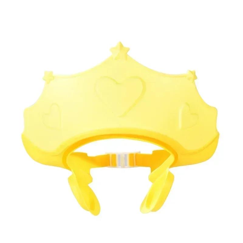 Adjustable Soft Rubber Waterproof Baby Shower Hat Kids Ear Protection Safe Children Shampoo Baby Bath Crown Pattern Baby Hat
