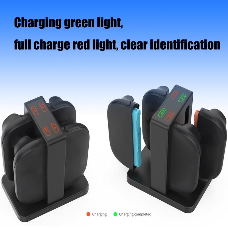 Type C Charging Station 4-Docking Port for NS2 Controllers Fast Charging Safety Protections Compact Design
