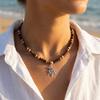 Retro European & American Sun Pendant Necklace with Coconut Shell and Alloy Chain