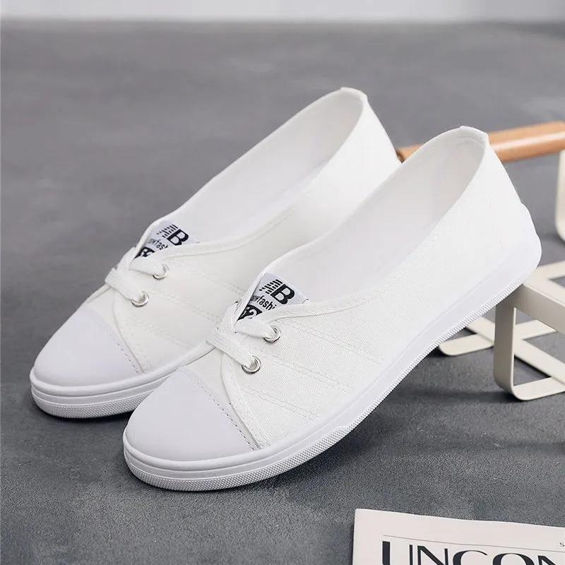 zapatos de mujer women cute sweet light weight white anti skid canvas flat shoes lady casual student school comfort shoes ga117