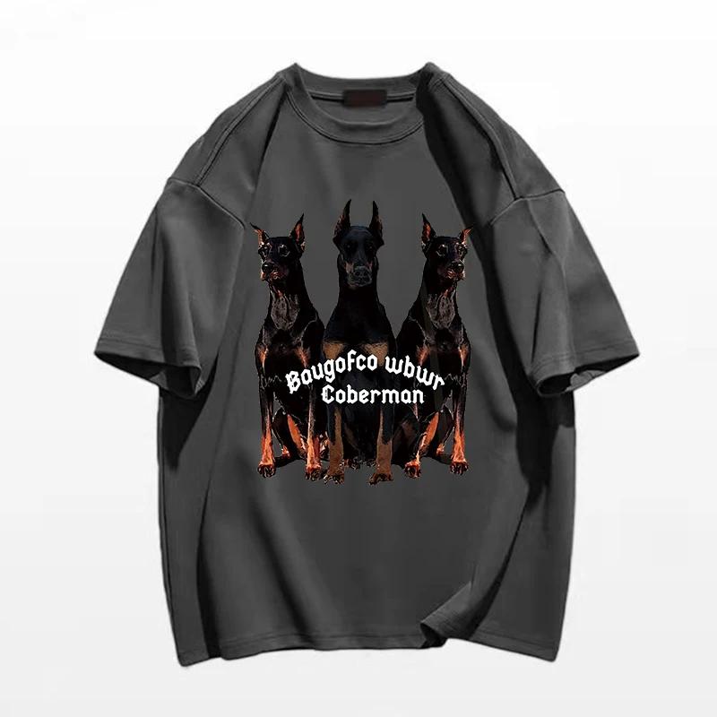 Herren Damen Kind Hip Hop Dobermann Hund Grafikdruck Übergroßes T-Shirt Streetwear Mode Baumwolle Locker T-Shirts Tee Tops Kostenlose Bluse