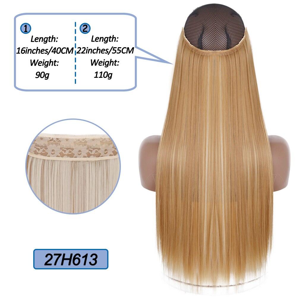 MERISIHAIR No Clips In Natural Hidden Secret False Hair Piece Synthetic Hair Extension Long Straight Fish Line Hair Pieces