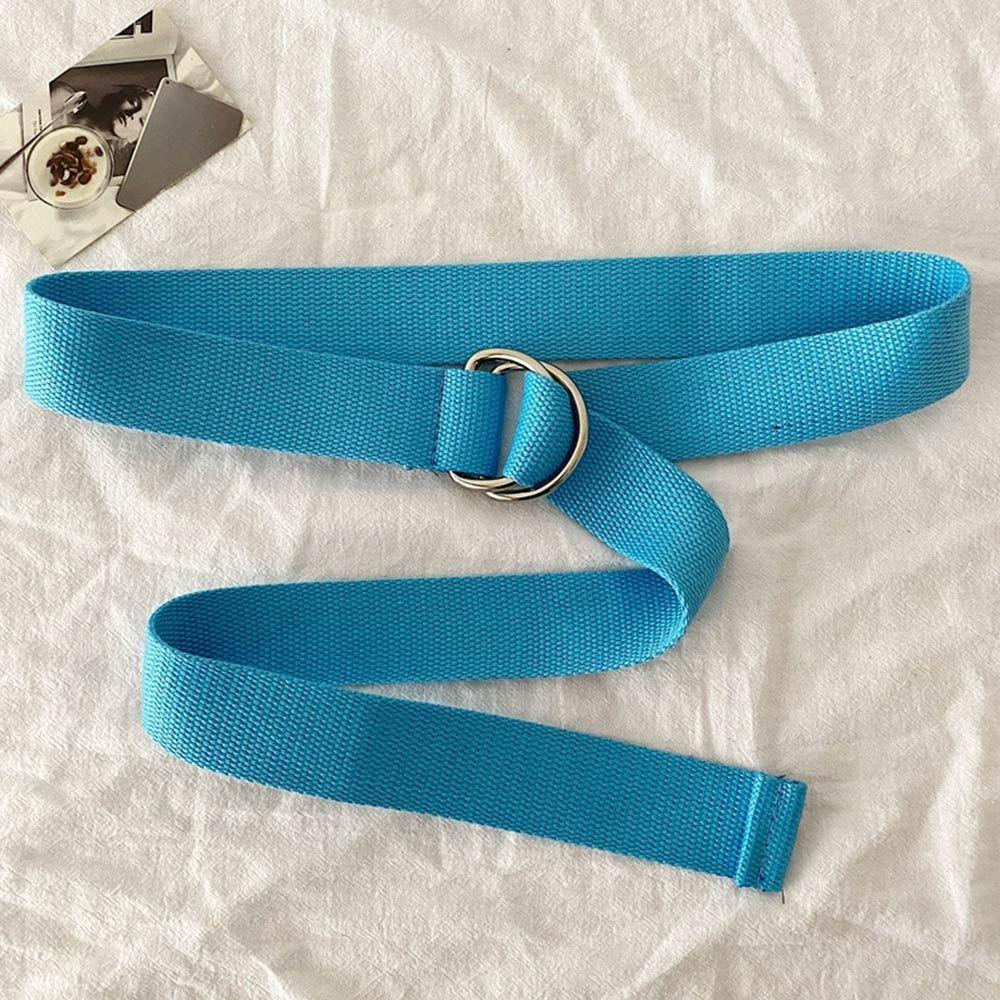 Korean Style Double Ring Buckle Casual Student Belt Trendy Canvas Belt  for Jeans