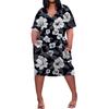 Summer Plus Size V Neck Short Sleeve Knee Pocket  Print Casual Dress For Women