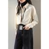 Women's Retro Red Lapel Shirt - 2026 Spring/Autumn Brushed Long Sleeve Top