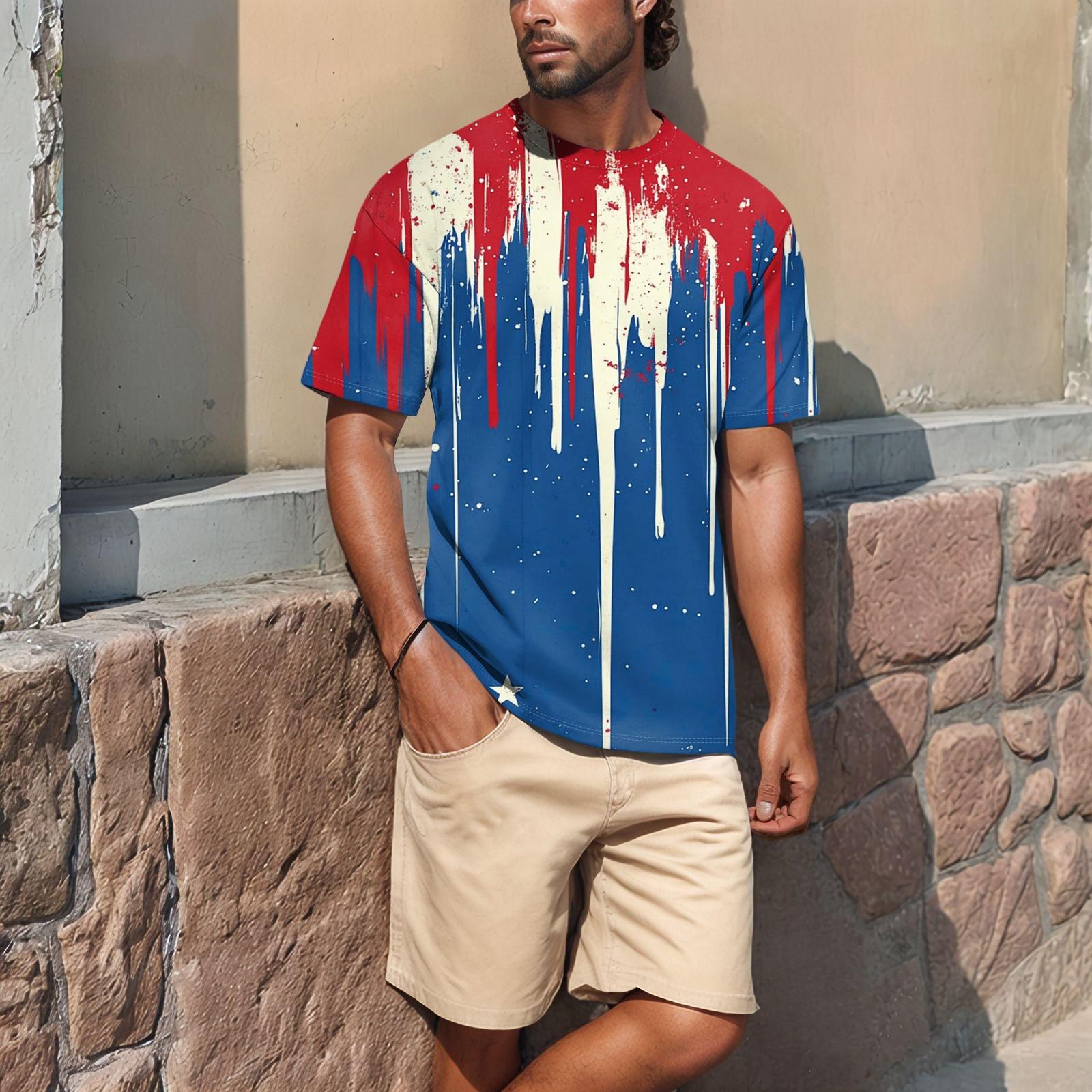 

Летняя мужская популярная футболка с круглым вырезом и коротким рукавом с принтом XL