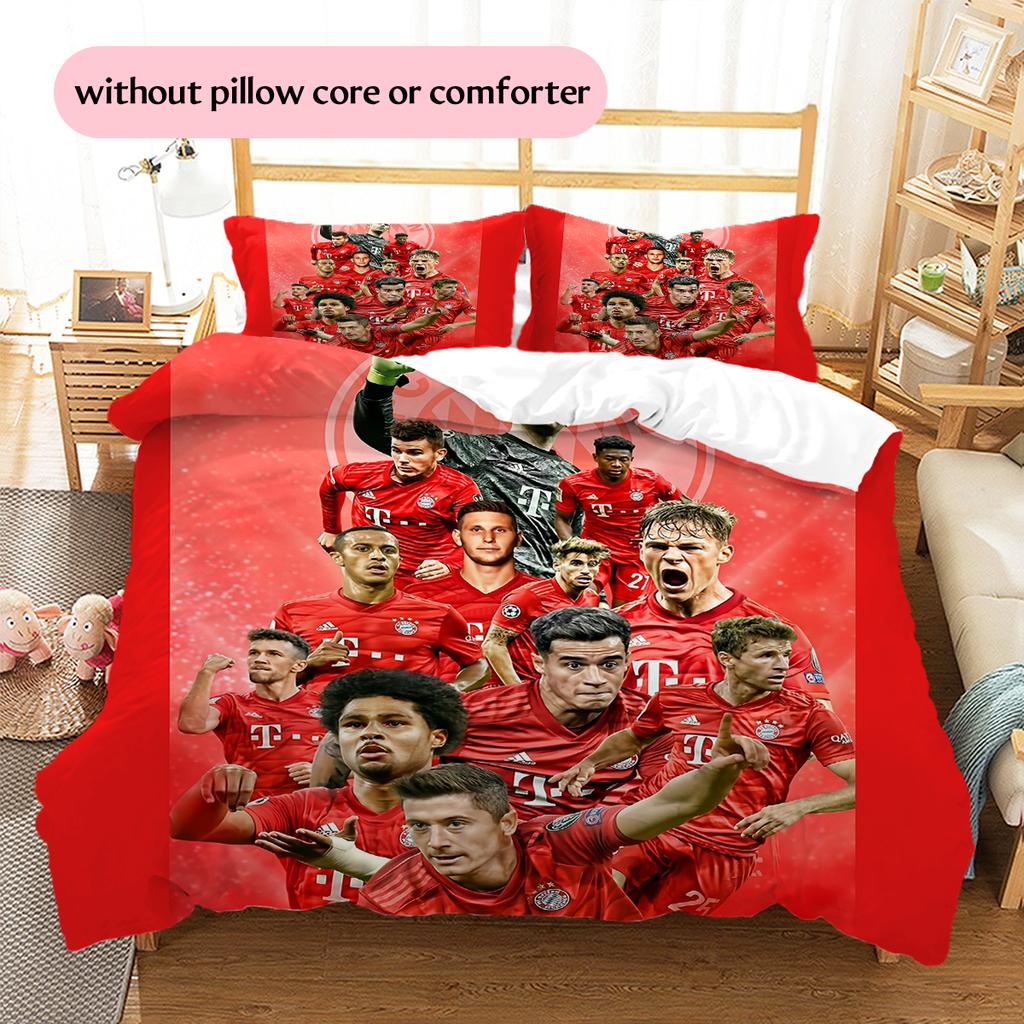 Vzorované povlečení FC Bayern Mnichov Domácí dekorace Narozeninový dárek (1 * povlak na peřinu + 2 * povlak na polštář, bez jádra)