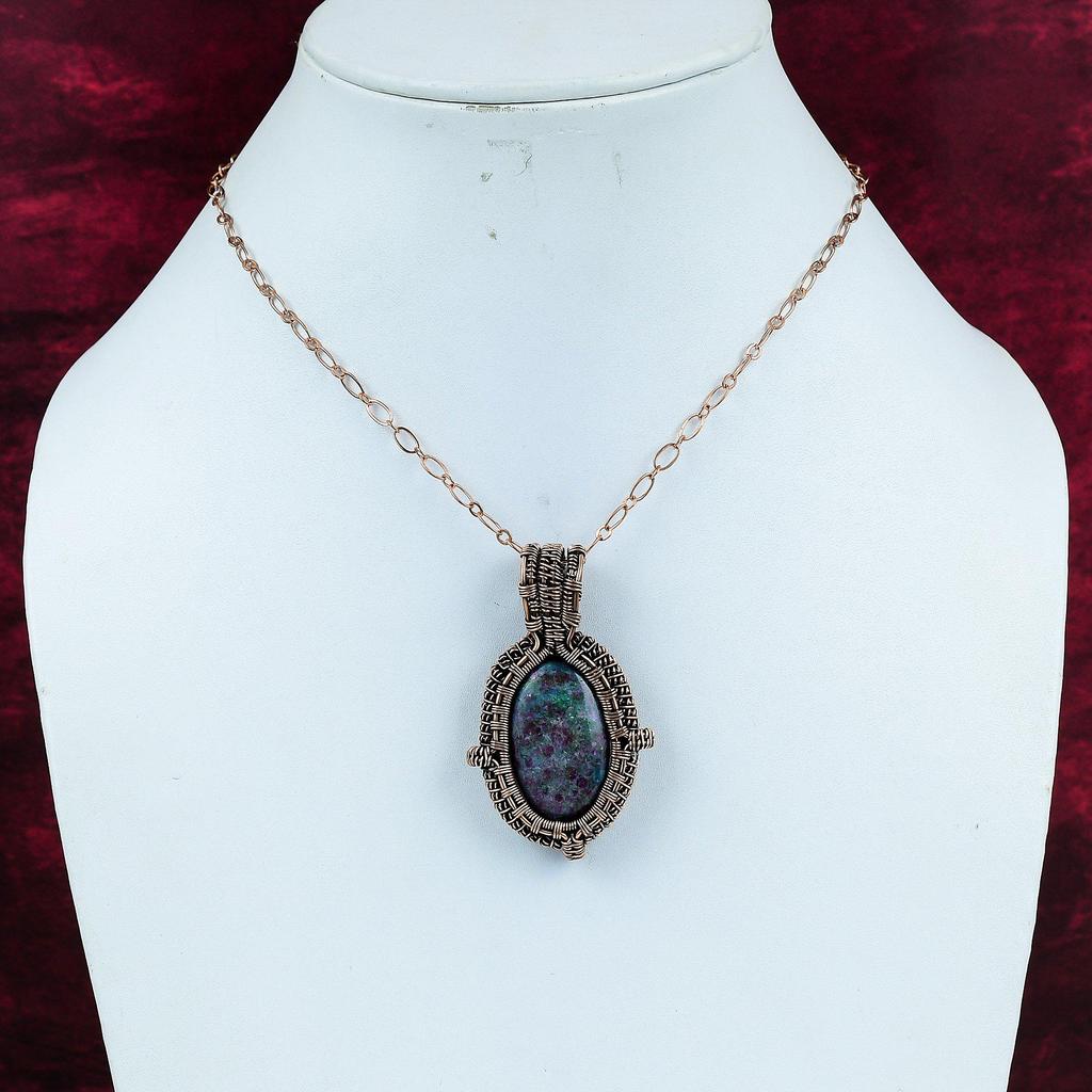 Ruby In Blue Kyanite Pendant Copper Wire Wrapped Pendant Handmade Copper Jewelry Gemstone Pendant Wonderful Wire Wrap Jewelry Gifts For Him