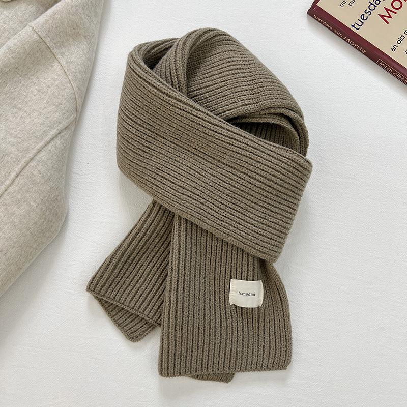 New Classic Retro Knitted Scarf Men Women Couple Korean Ins Thickened Soft Warm Solid Couple Scarves Thermal Muffler Male Female