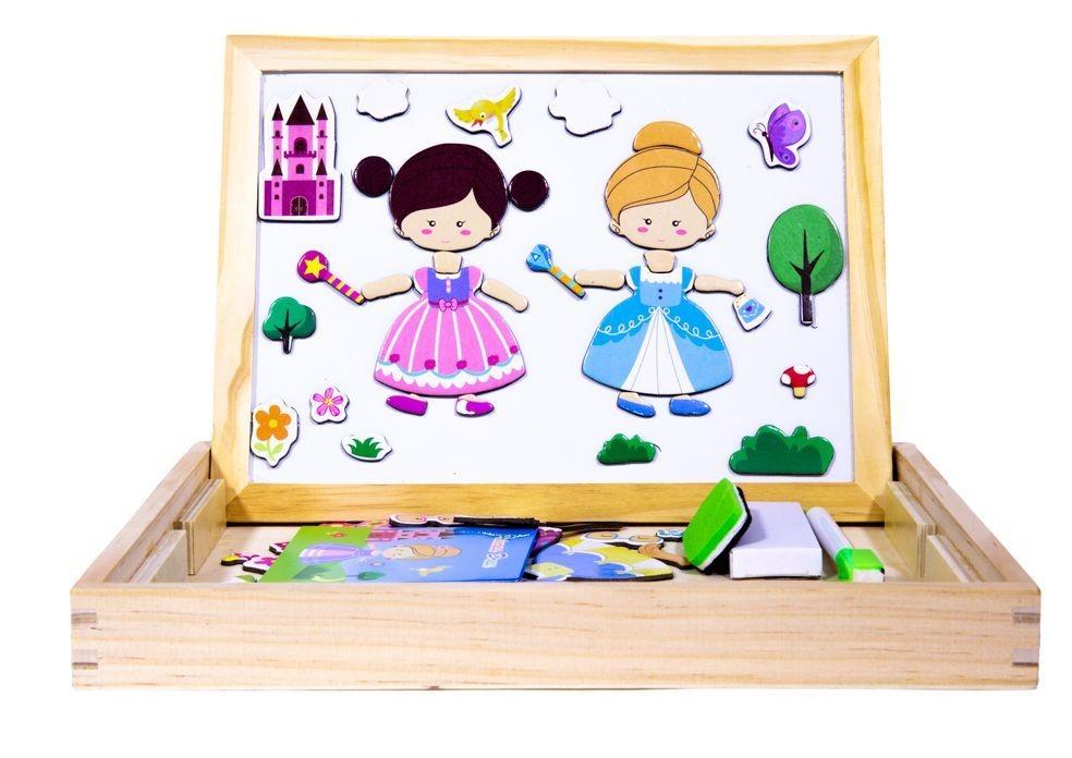 Drewniana Tablica Edukacyjna 2W1 Dwustronna Magnetyczna Kredowa Zegar