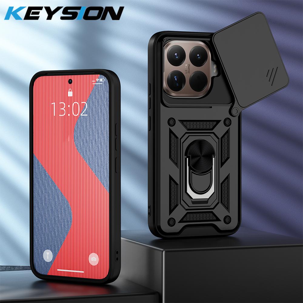 

KEYSION Противоударный бронированный чехол для Xiaomi 15T Pro 5G Сдвижная защита объектива камеры Кольцо-подставка Чехол для телефона для Xiaomi 15T 15T Pro for Xiaomi 15T Pro чёрный