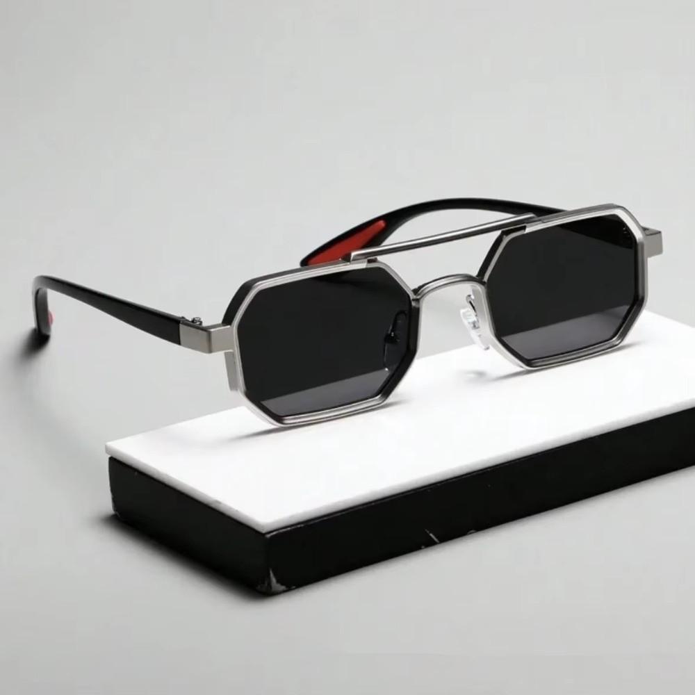 Gradient Unisex Polarized Sunglasses Indian Style Anti-UV Glasses Double-bar Square Sunnies  Party
