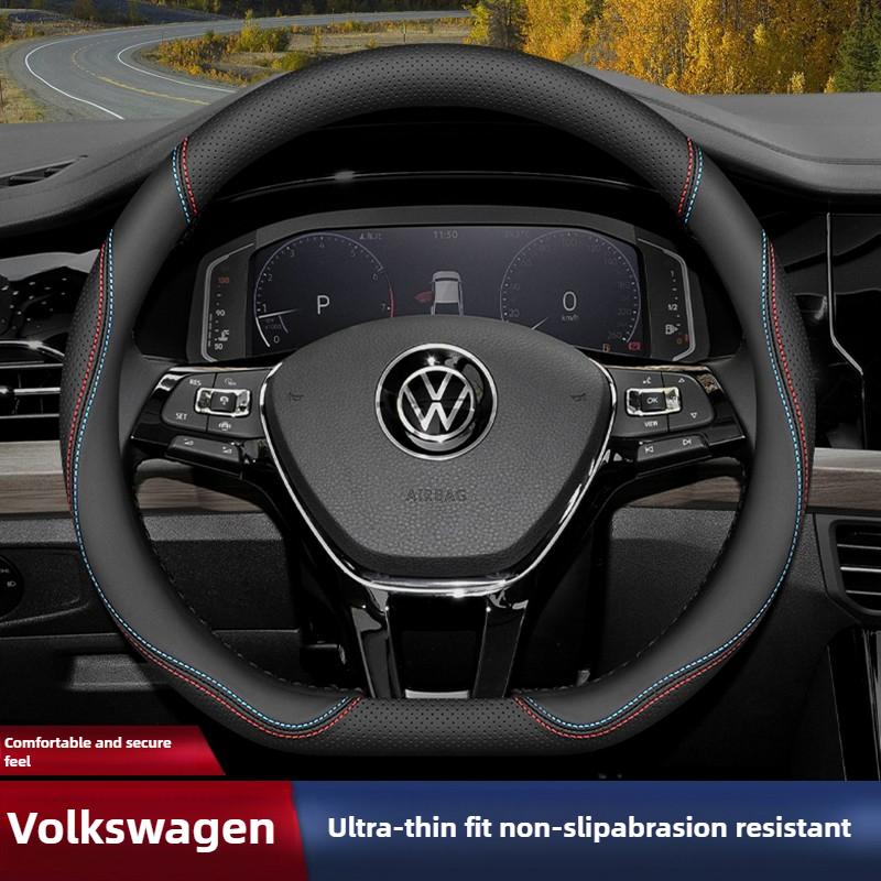Skórzana Pokrowiec na Kierownicę Samochodową do Volkswagen Tiguan T-cross Teramont Polo Jetta Caddy T-roc Tayron Crafter 2025 Akcesoria