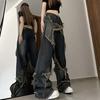 Vintage High Street Wide Leg Jeans American Retro Style Loose Fit Denim Pants Women Spring Summer
