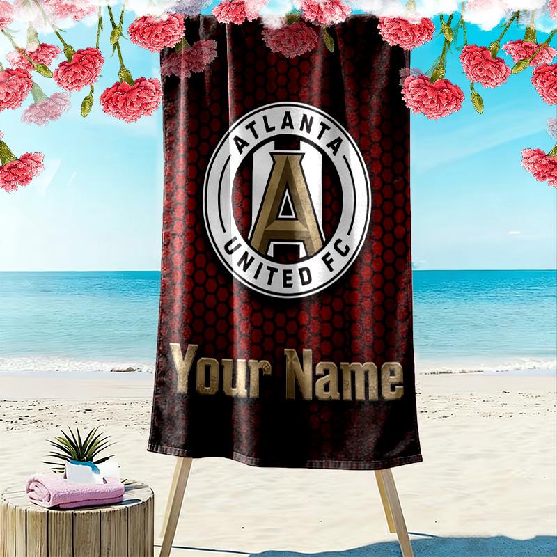 Name Custom Atlanta United FC Print Beach Towel, Large Soft Quick Dry Towel for Beach Camping Swimming