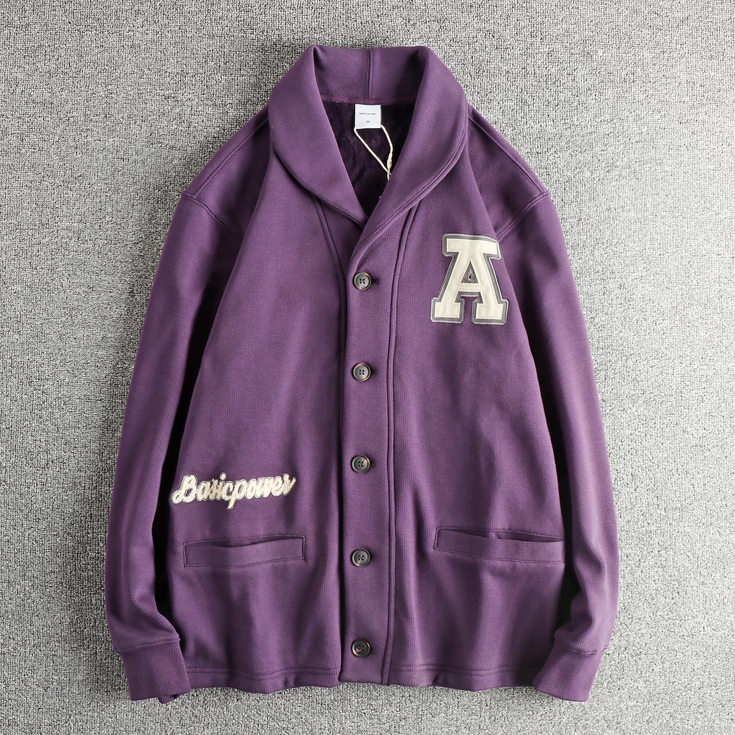 Men s Velvet Embroidered Mandarin Collar Hoodie Jacket - Heavyweight Warm High Street Style XL фиолетовый 6450₽