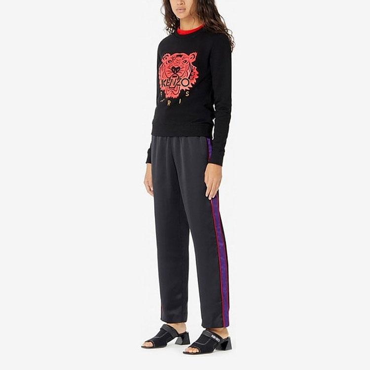 (WMNS) KENZO Tiger Head Cozy Round Neck Long Sleeves Hoodie Black Women's FA52SW7054Z5-99