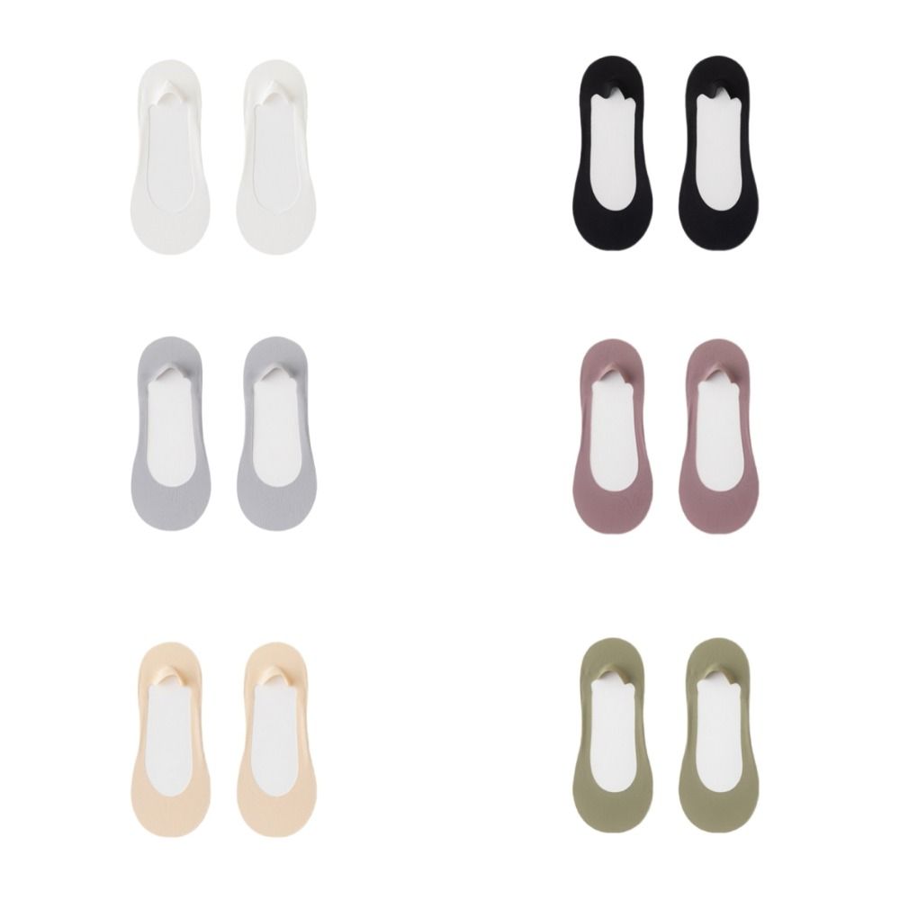 3Pairs Solid Color Invisible Socks Women Cotton Ankle Socks Sponge Soles Boat Socks  Daily