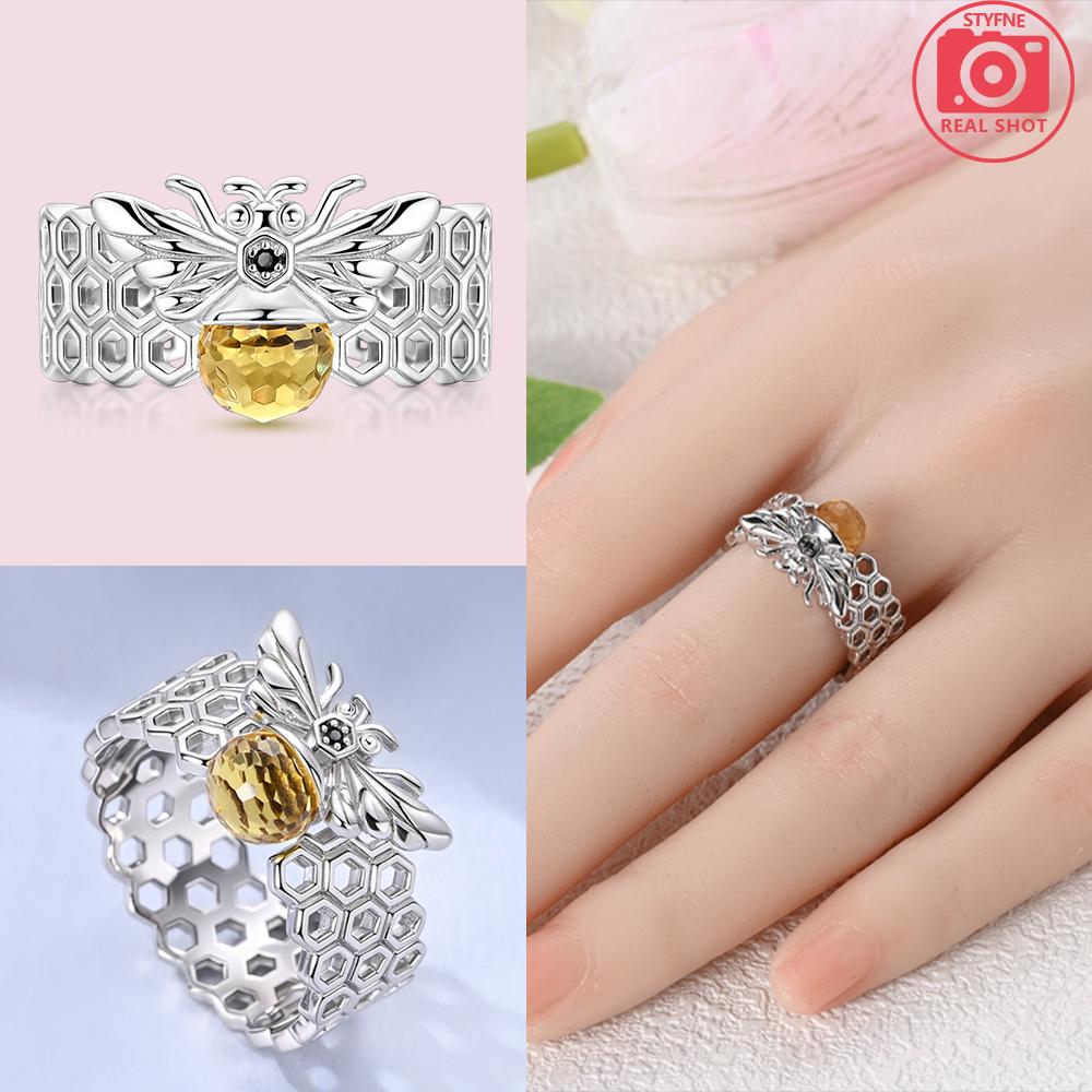 

Bee Yellow Zircon Beehive Ring Authentic Original Copper Metal Women Rings High Quality Fine Jewelry Trend Luxury Designer High Quality Accessories 6
