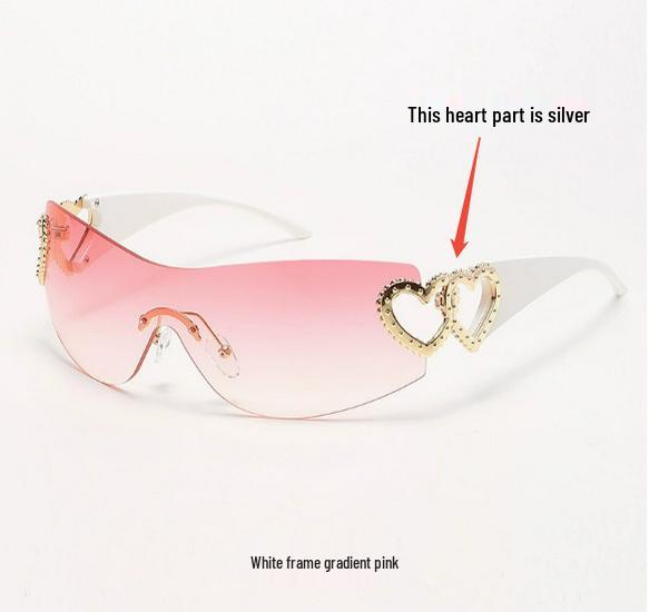 Trendy Heart-Shaped Rimless Sunglasses - European & American Style