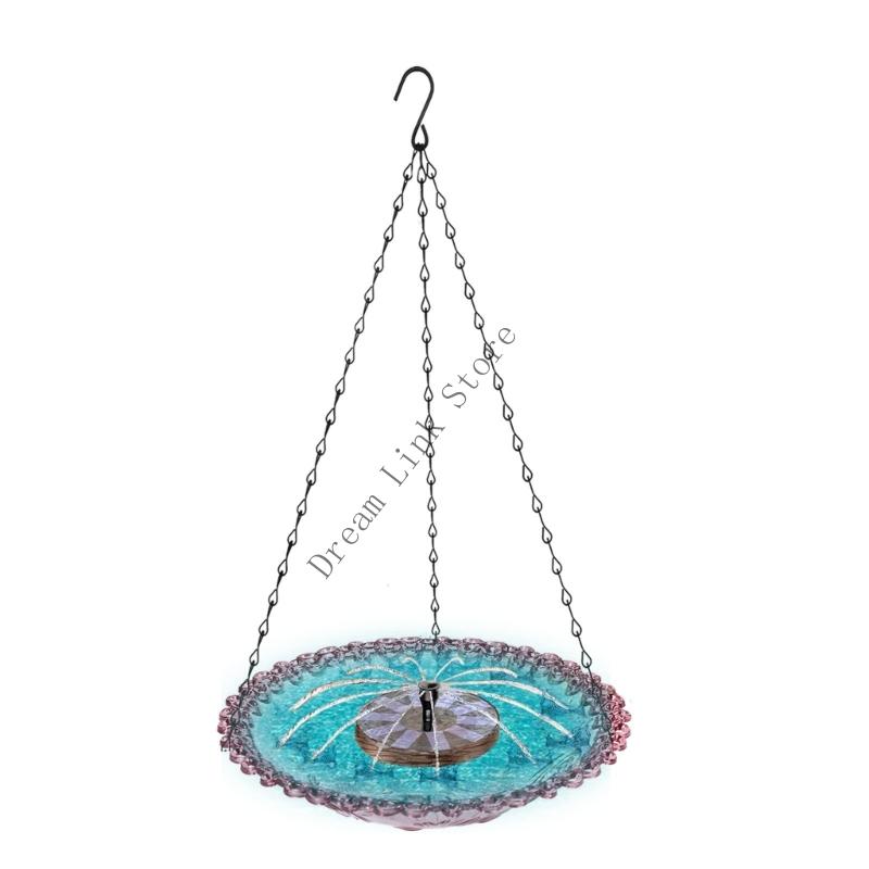

Garden Bird Bath With Integrated Fountain Hanging Feeder Design Large Capacity Water Source For Birds Squirrels Outdoor
