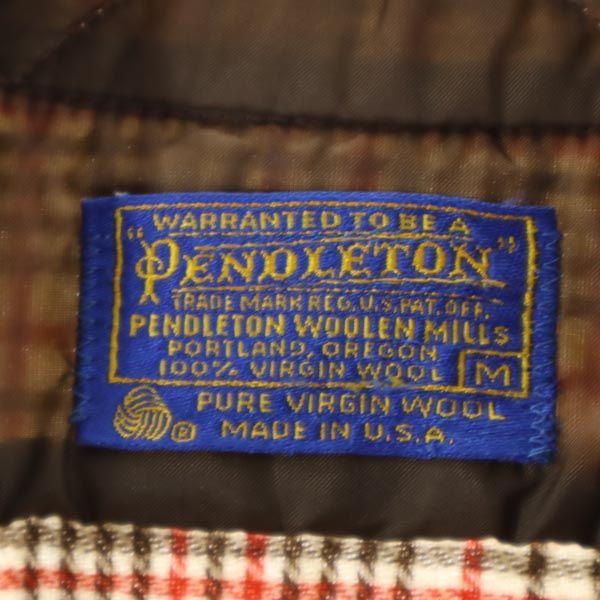 PENDLETON 70s Wool Vintage Made In USA Check Pattern Long Sleeve Shirt M Men's Used