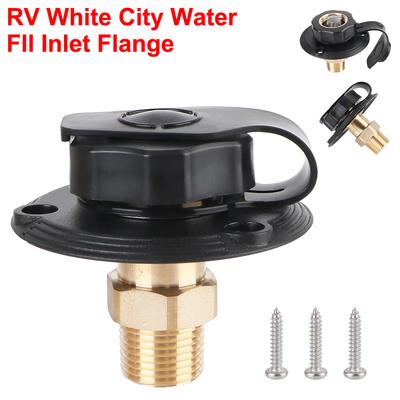 For Camper City Water Fill Inlet Flange with Check Valve Brass RV White RV Water Inlet Replacement RV City Water Inlet
