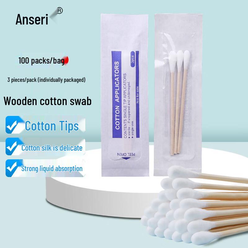 Ansairui Disposable Single-Tip Wooden Cotton Swabs 300 Count