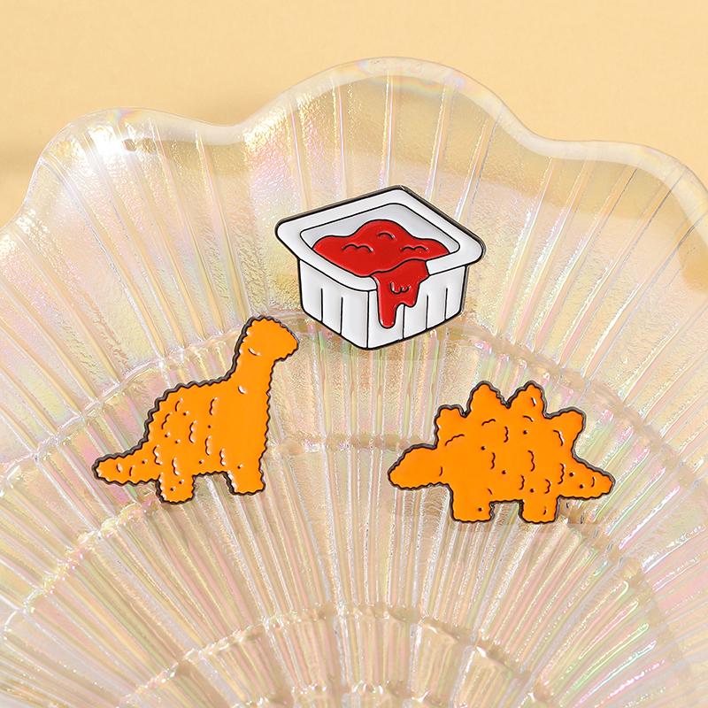 Cute Nugget Dinosaur Enamel Pins Custom Dinosaur Cookies Brooches Lapel Badges Clothes Animal Jewelry Gift for Kids Friends