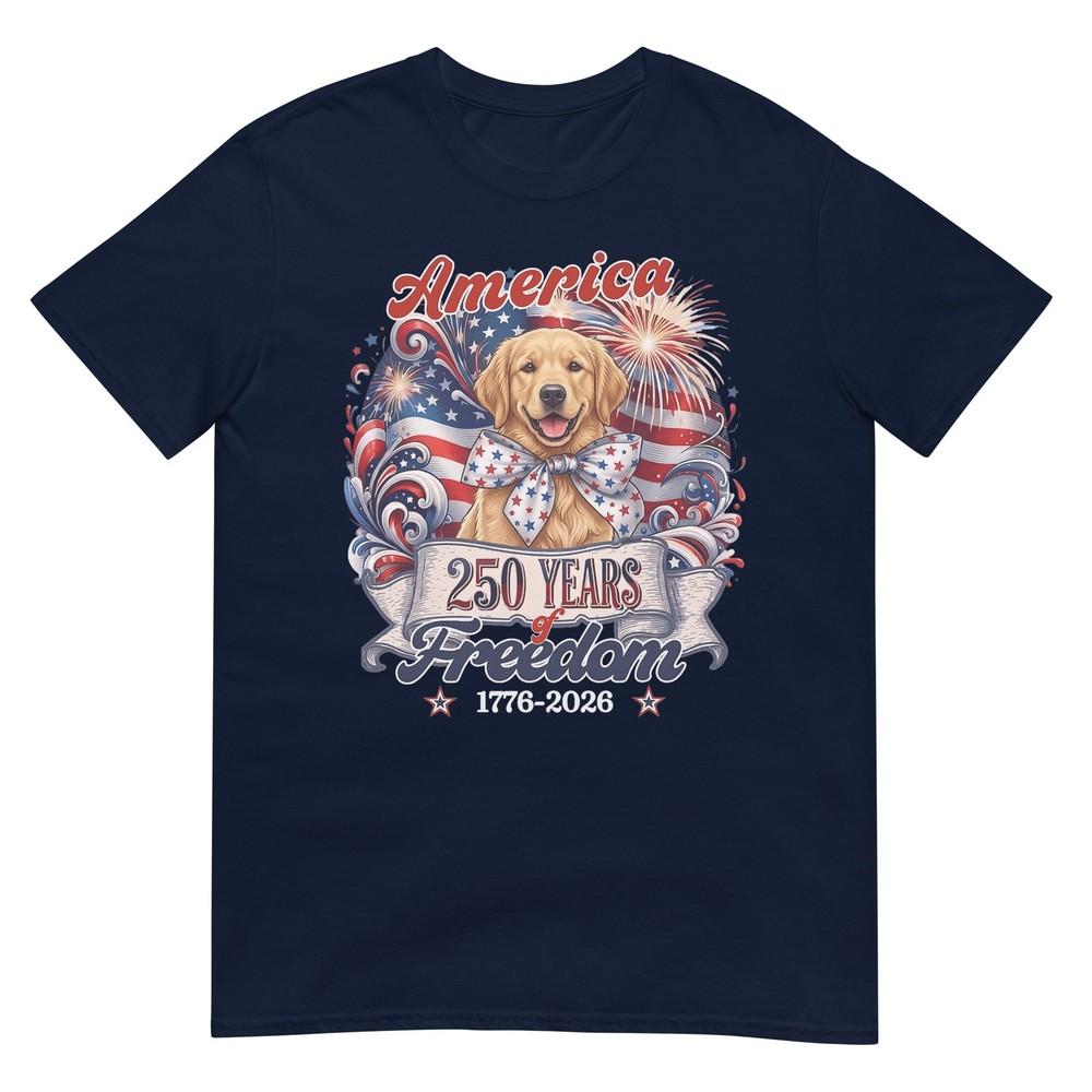 Golden Retriever Dog 250th America Patriotic Usa 4th Of July Tshirt S