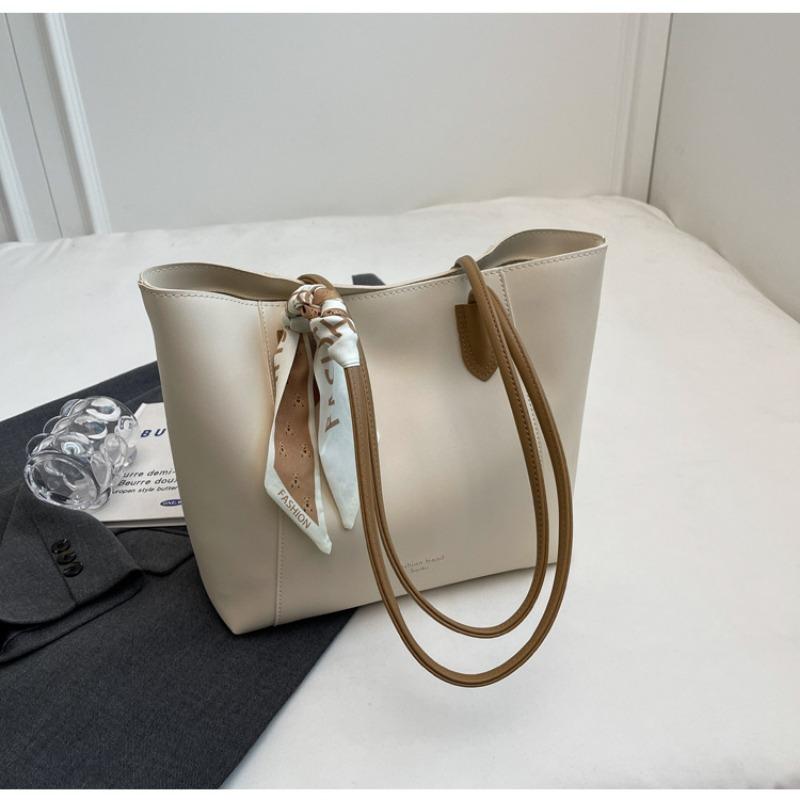 Large capacity silk scarf bag women's new niche design trend tote bag simple shoulder handbag