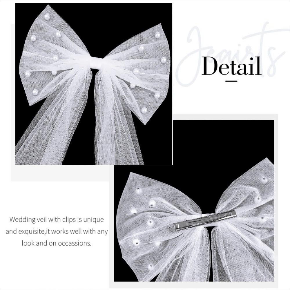 Lange Band-Haarspangen Weiße Haar-Accessoires Elegante Perlen-Schleifen-Haarnadel Hochzeitsparty