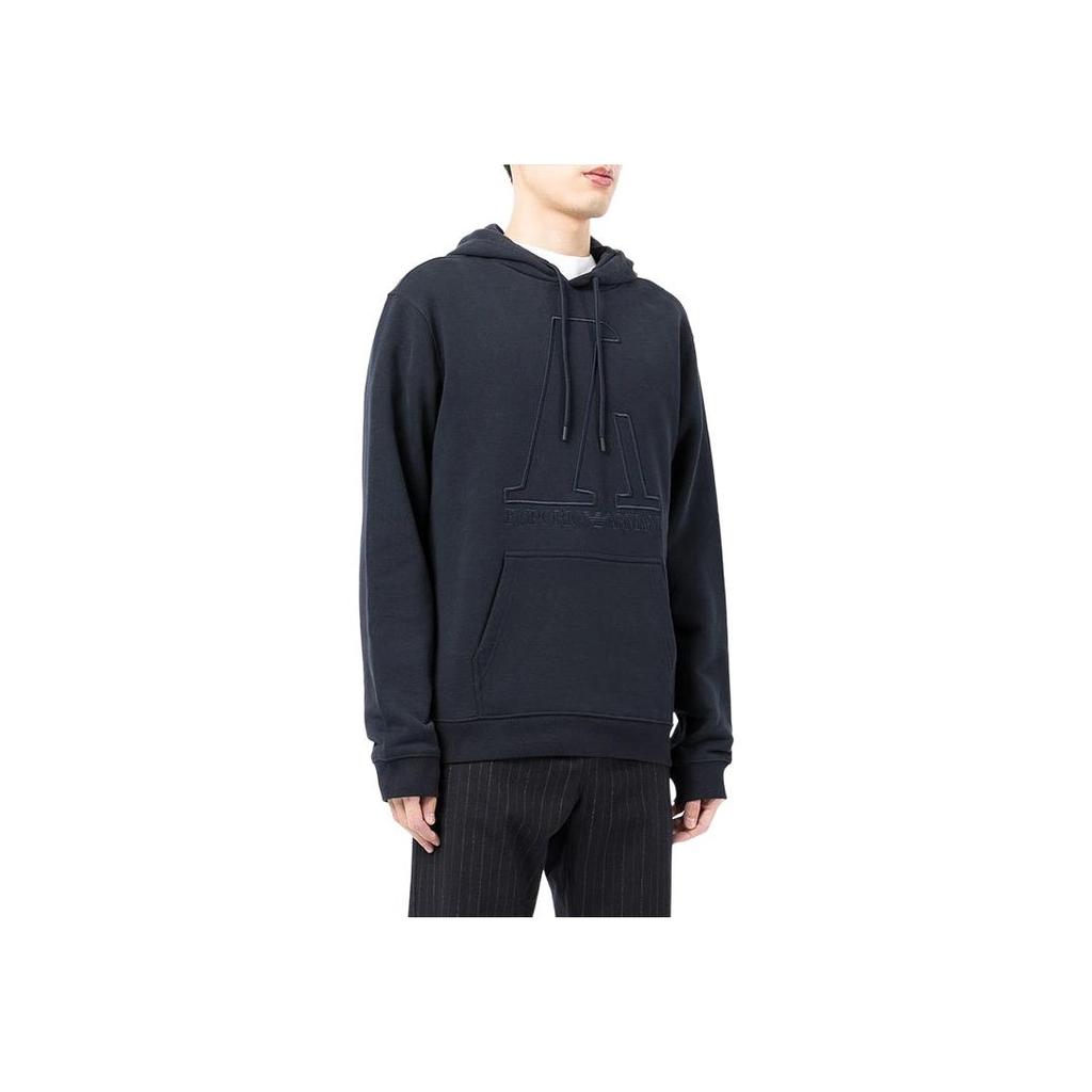 Emporio Armani Embroidered Logo Hoodie Men Hoodies Dark-Blue 6K1M6T-1JT2Z-0922