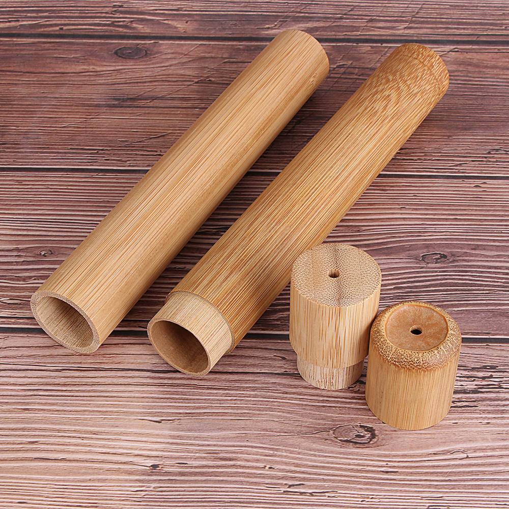 1PC Natural Bamboo Tube Eco-Friendly Toothbrush Case 21cm for Adult Health Oral Hygiene Travel Portable Toothbrush Holder