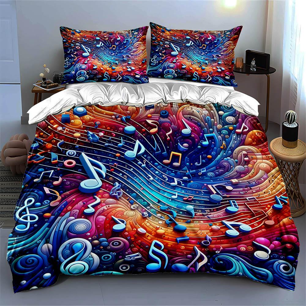 Musical Colorful Swirl Bedding Duvet Cover Sets Duvet Covers Pillowcases Gifts (1 * Duvet Cover 2 * Pillowcases, Without Duvet Insert)