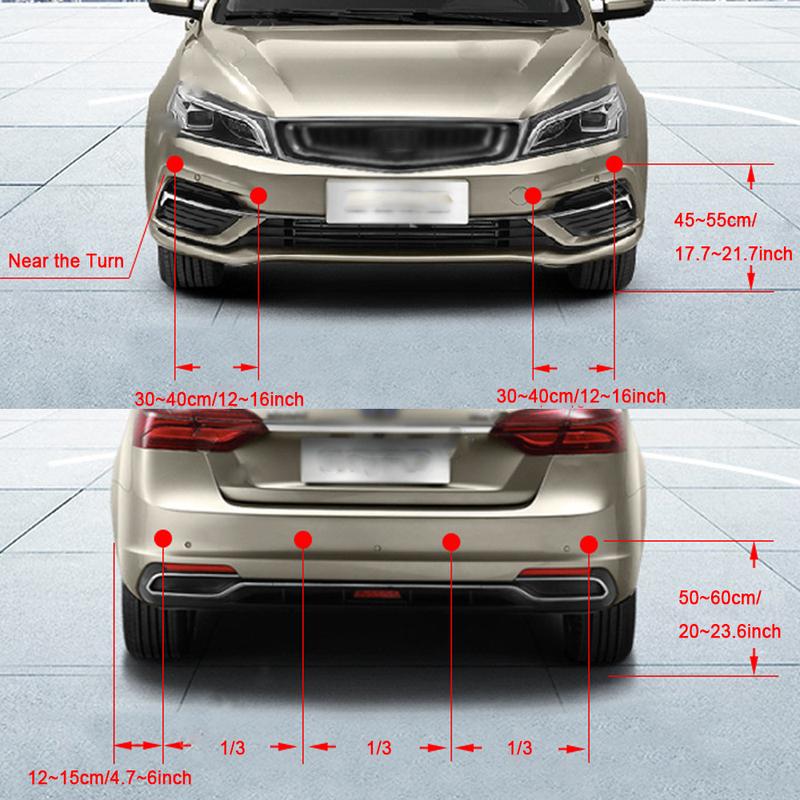 12V Car Parking Sensors Parking Kit Reverse Backup Sensors Radar System LED Display 4Sensors Reverse Monitoring System