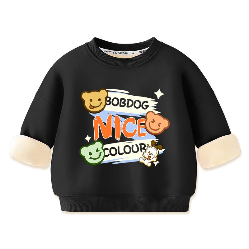 Bobdog Boys  Fleece-Lined Cartoon Sweatshirt 100