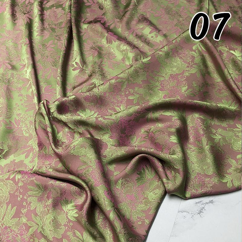 Two-color Embossed Peony Pattern Cheongsam Cloth Imitation Silk Skin Friendly Jacquard Fabric for Sewing Chinoiserie Hanfu Skirt